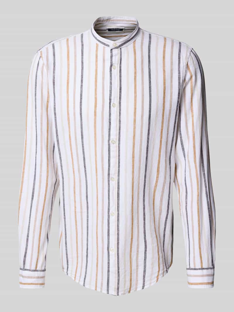 Koszula casulowa o kroju slim fit z mieszanki lnu ze stójką