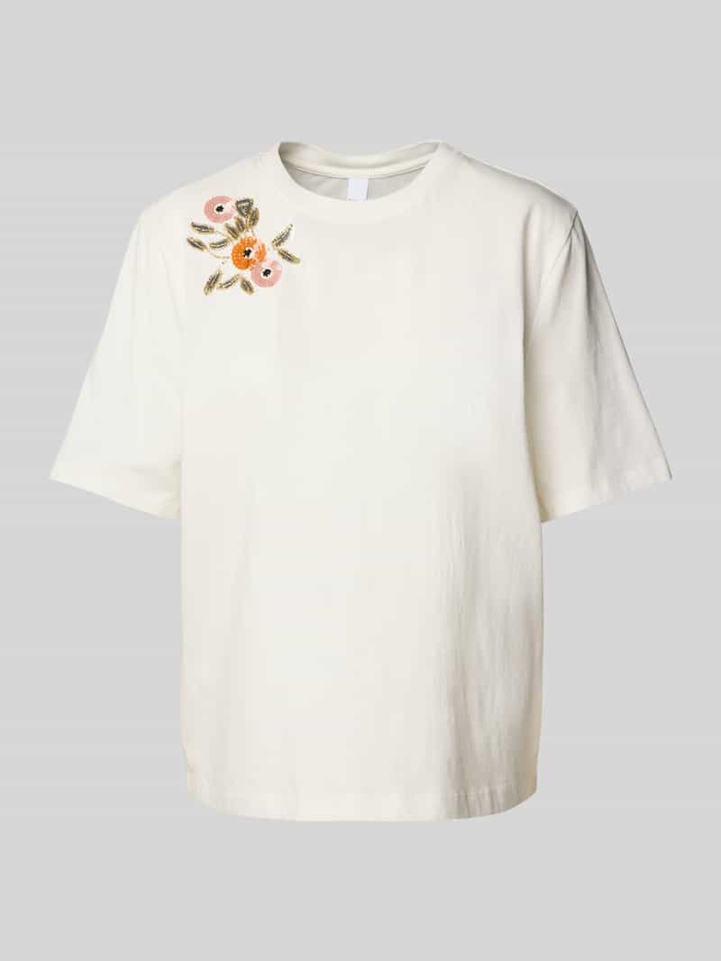 T-shirt o pudełkowym kroju z cekinami model ‘SANNIA’