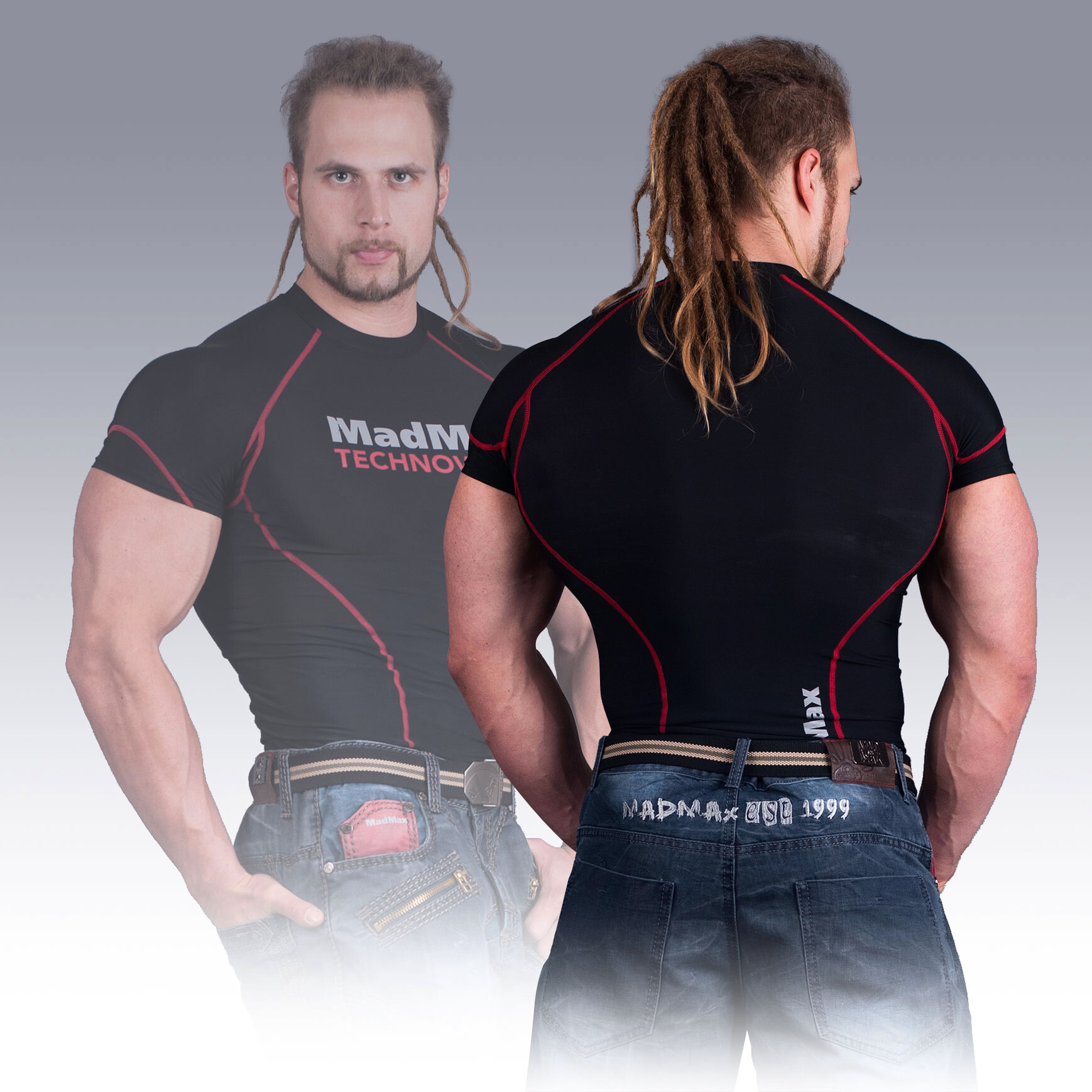 Koszulka męska MadMax MSW901 Black/Red M