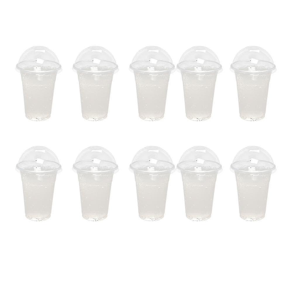 100 sztuk 380 ml Jednorazowe przezroczyste plastikowe kubki z otworem Pokrywki kopuły do herbaty Sok owocowy Mleko Herbata z pokrowcami