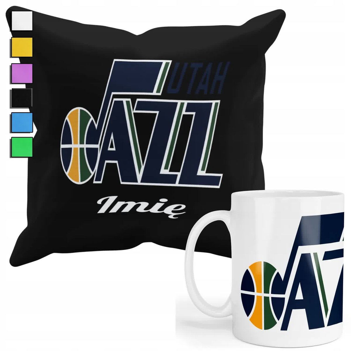 Zestaw Kubek + Poduszka Z Poszewką- Prezent Dla Fana Nba Utah Jazz + Imię