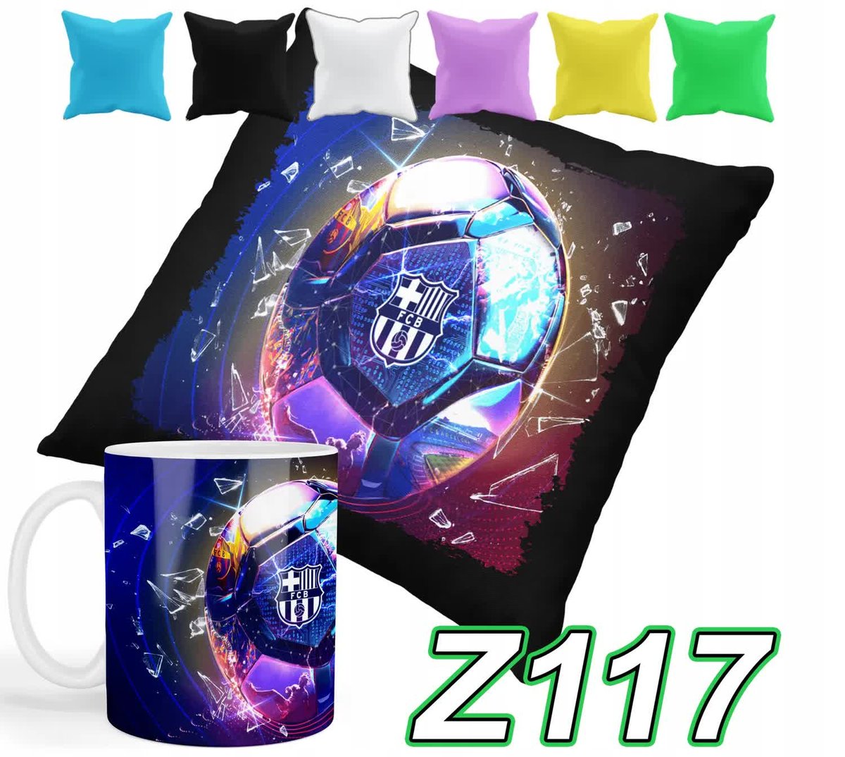 ZESTAW KUBEK + POSZEWKA Z NADRUKIEM BARCELONA KLUBY PIŁKARSKIE+ IMIĘ