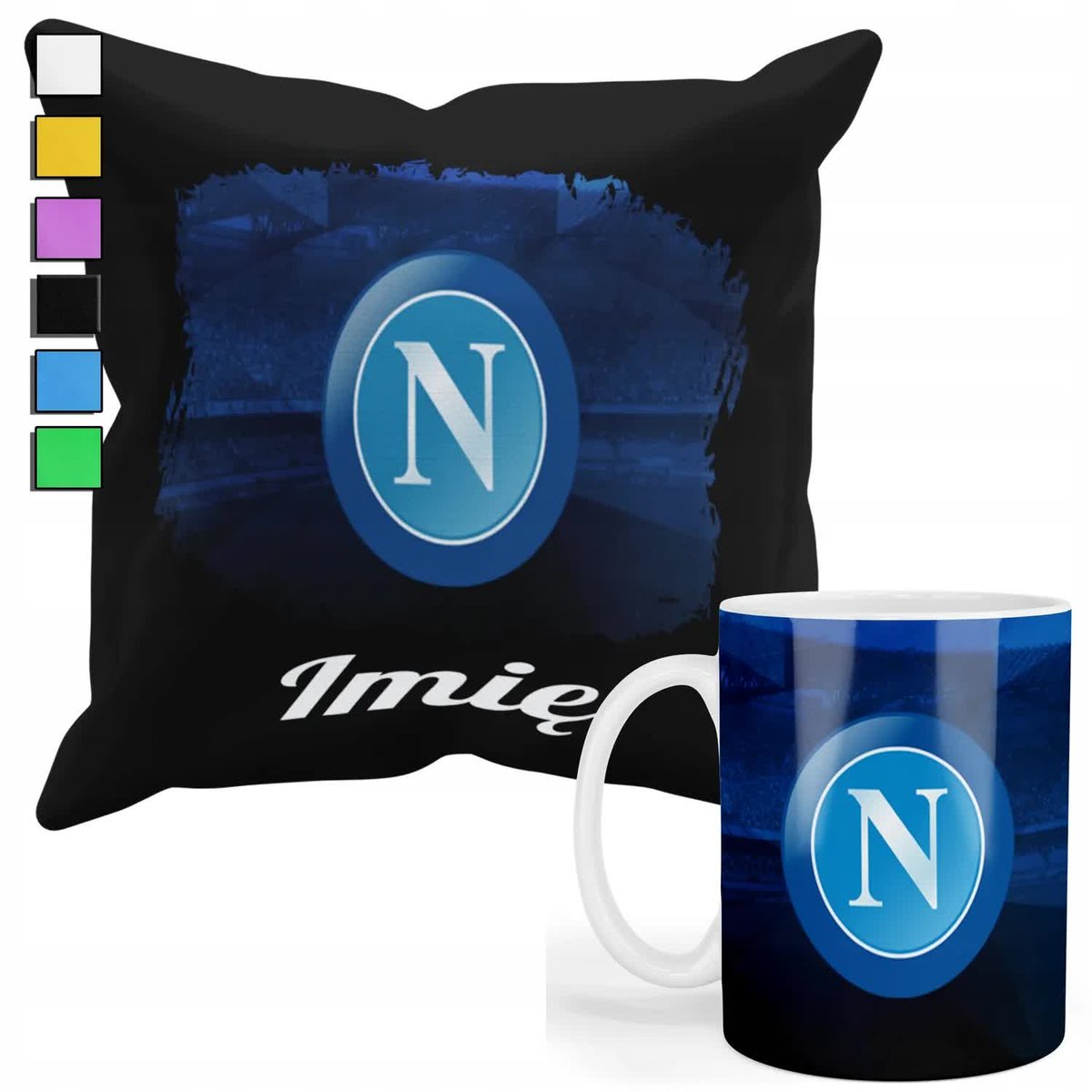 ZESTAW KUBEK + POSZEWKA Z NADRUKIEM-DLA FANA KLUBY NAPOLI PIŁKA+IMIĘ