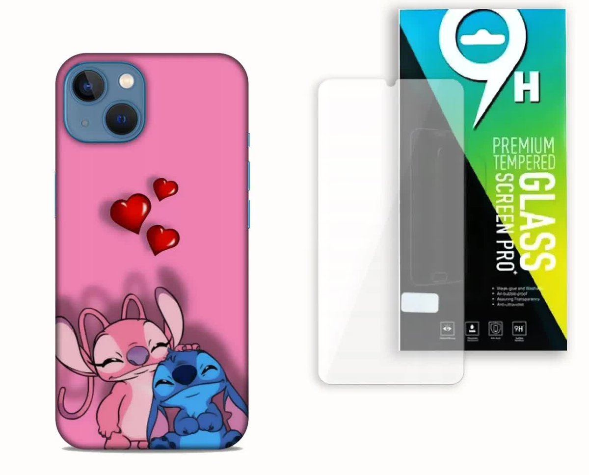 ETUI CASE DO APPLE IPHONE 13 + SZKŁO HARTOWANE- WZÓR STITCH & ANGEL BAJKI