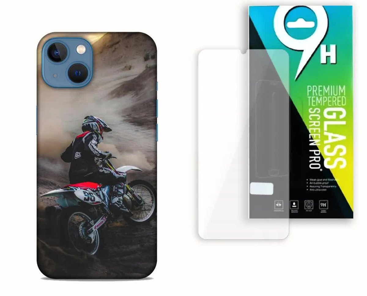Etui Case Do Apple Iphone 13 + Szkło Hartowane- Wzór Motory Cross Żużel