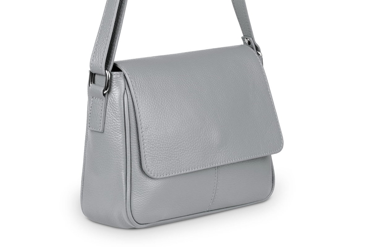 Torebka Skórzana Vera Pelle Bafta Szara