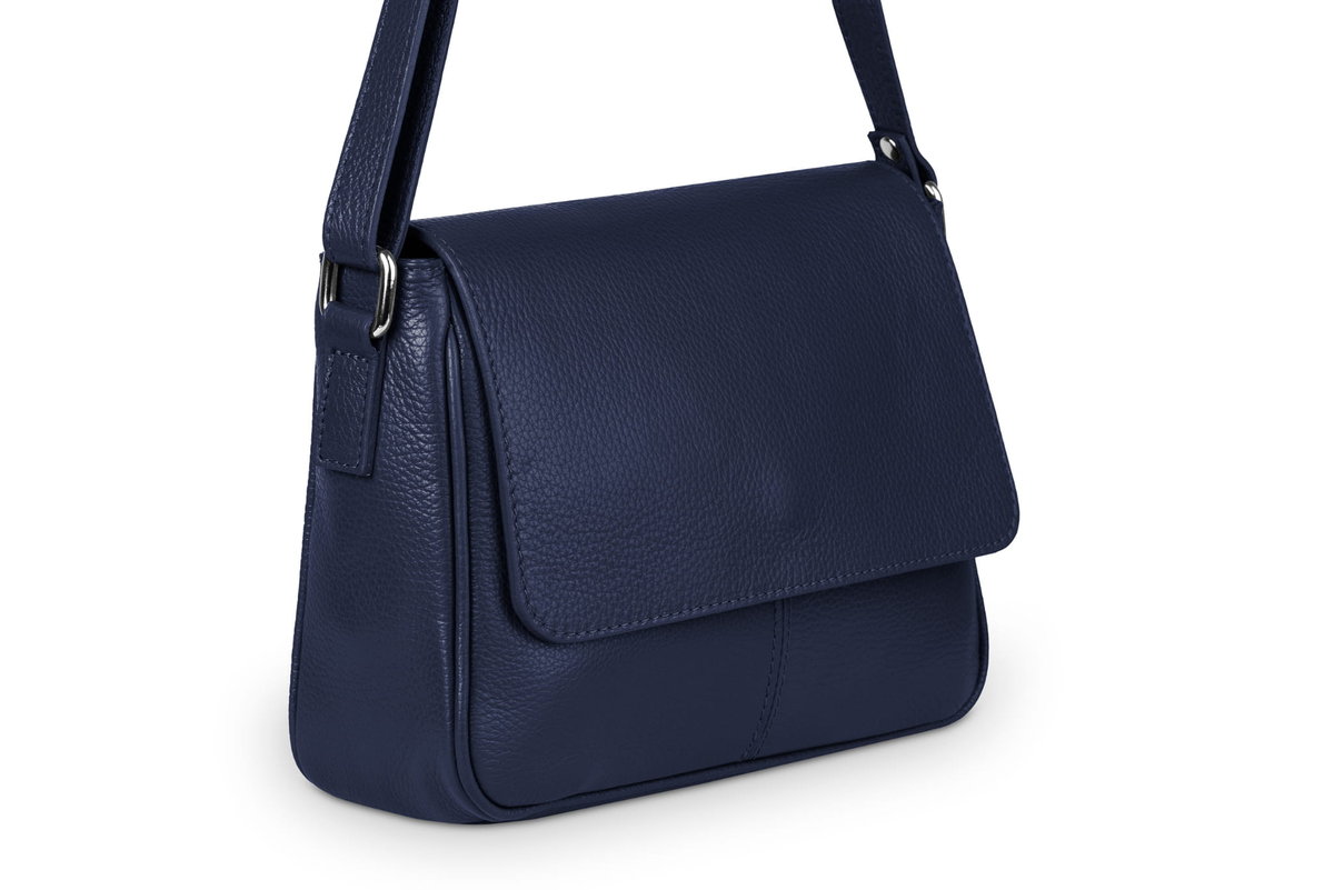 Torebka Skórzana Vera Pelle Bafta Granatowa