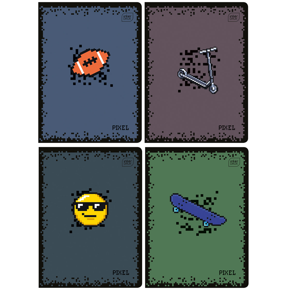 4X ZESZYT A5, 16 KARTEK, KRATKA, PIXEL, ŚCIĄGI, INTERDRUK