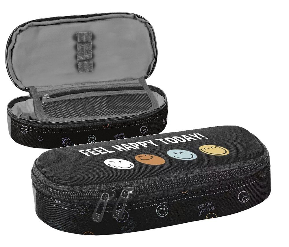 Piórnik szkolny saszetka usztywniona Smiley Buźki Uśmiechnięte Emotikony