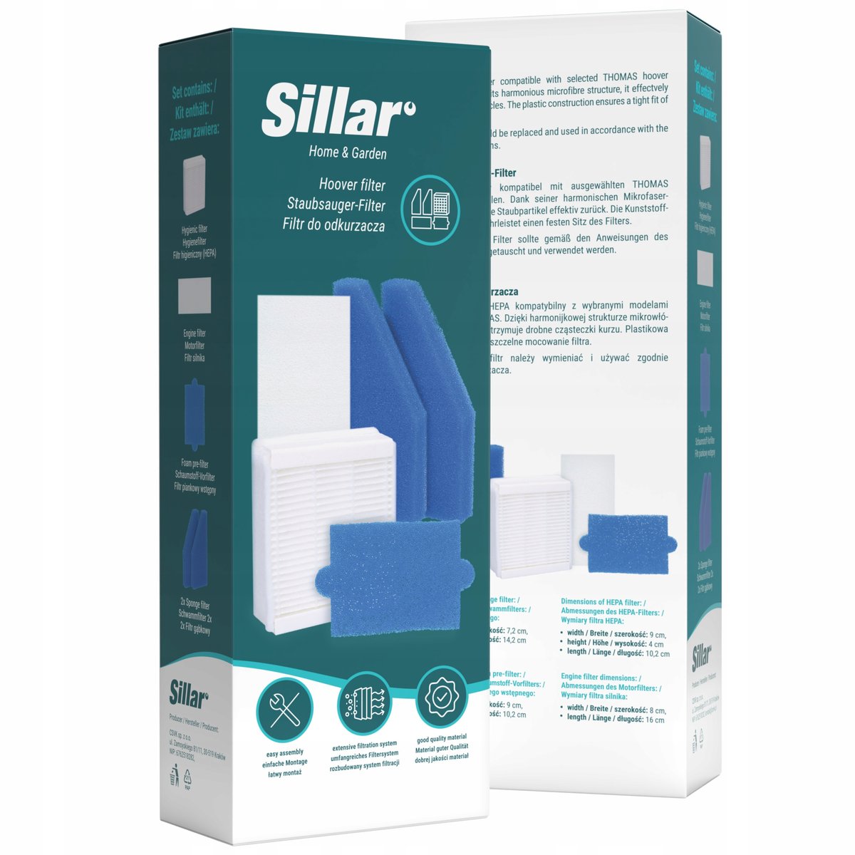 Zestaw filtrów Sillar do odkurzacza wodnego Thomas Aqua+ Pet & Family 5szt.
