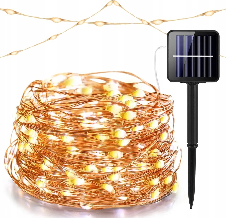 Girlanda Solarna Lampki Ogrodowe LED Drucik Łańcuch Świetlny 200LED 10 m