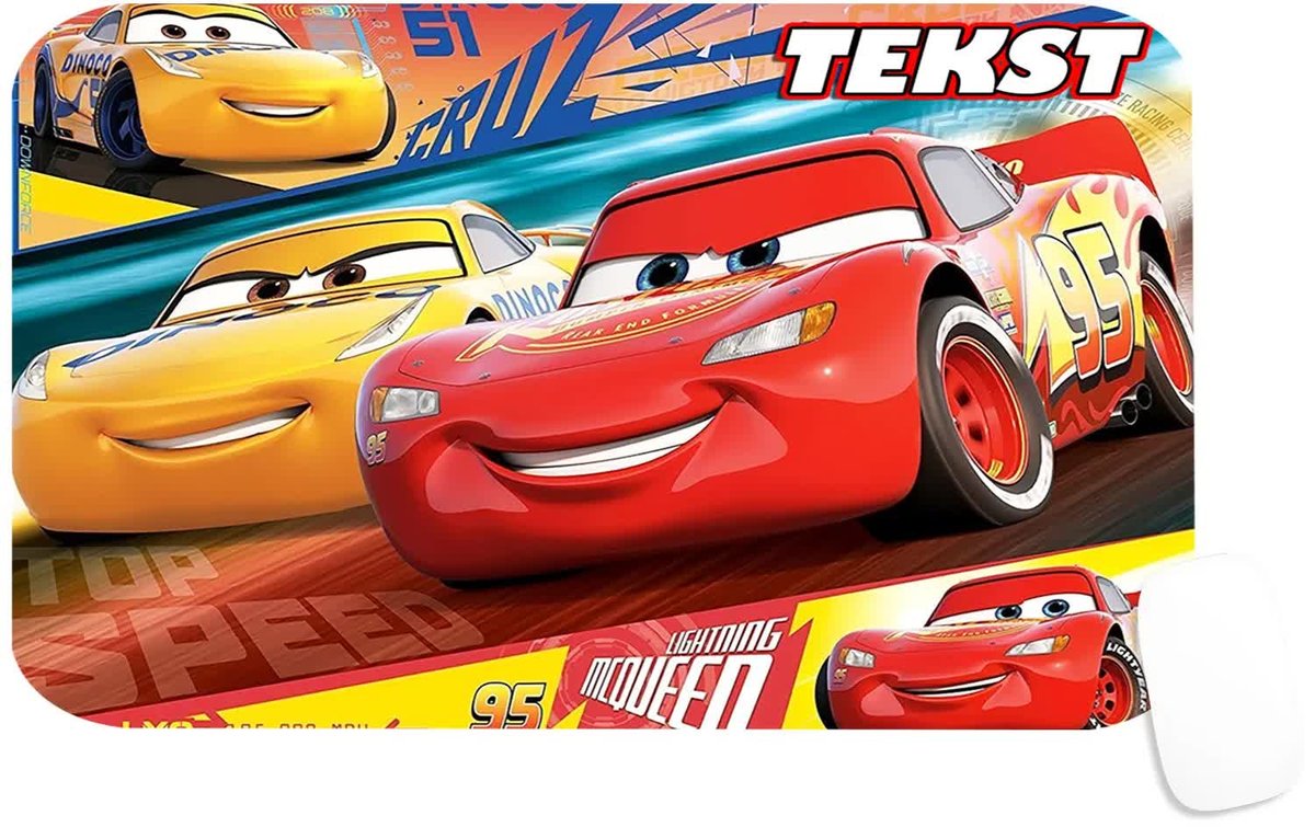 PODKŁADKA POD MYSZKĘ Z NADRUKIEM CZERWONE AUTKO WZORY-TEKST -29X36