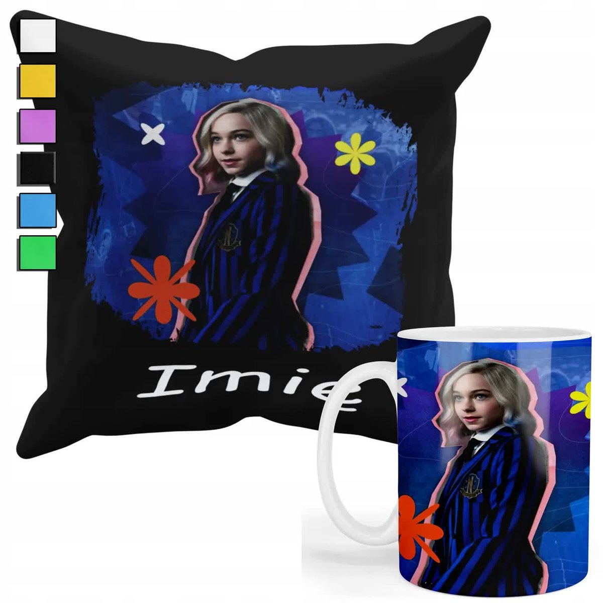 ZESTAW KUBEK + PODUSZKA Z POSZEWKĄ- PREZENT DLA FANA RĄCZKA ENID SERIELE +