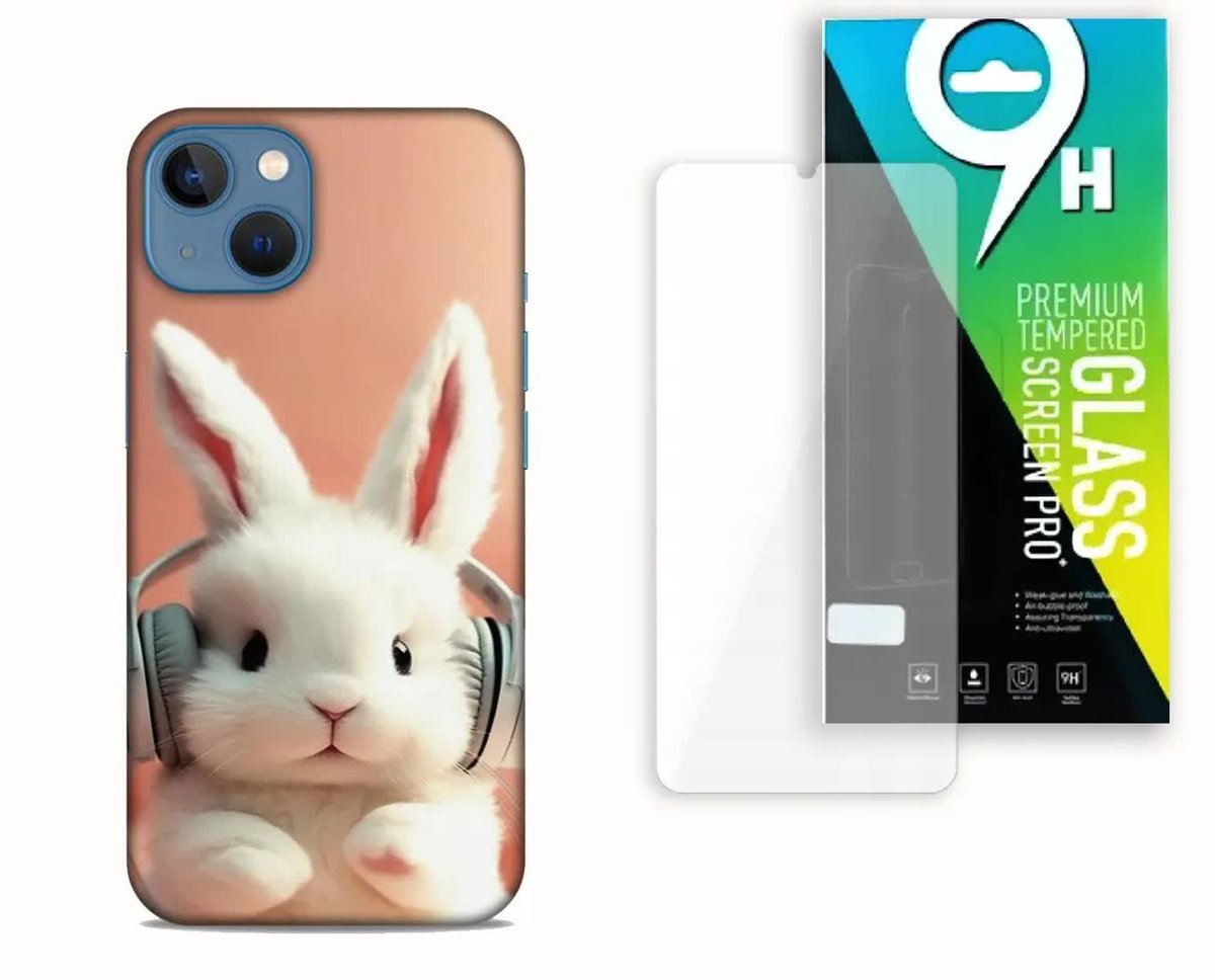 ZESTAW ETUI CASE + SZKŁO HARTOWANE DO APPLE IPHONE 14 - ZAJĄCZEK PUPILEK