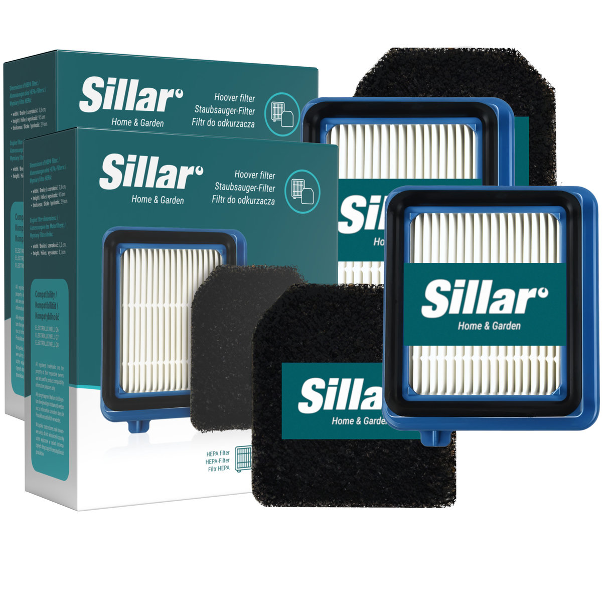 Zestaw filtr Hepa + piankowy do odkurzacza do Electrolux Well Q6 Q7 Q8 4szt