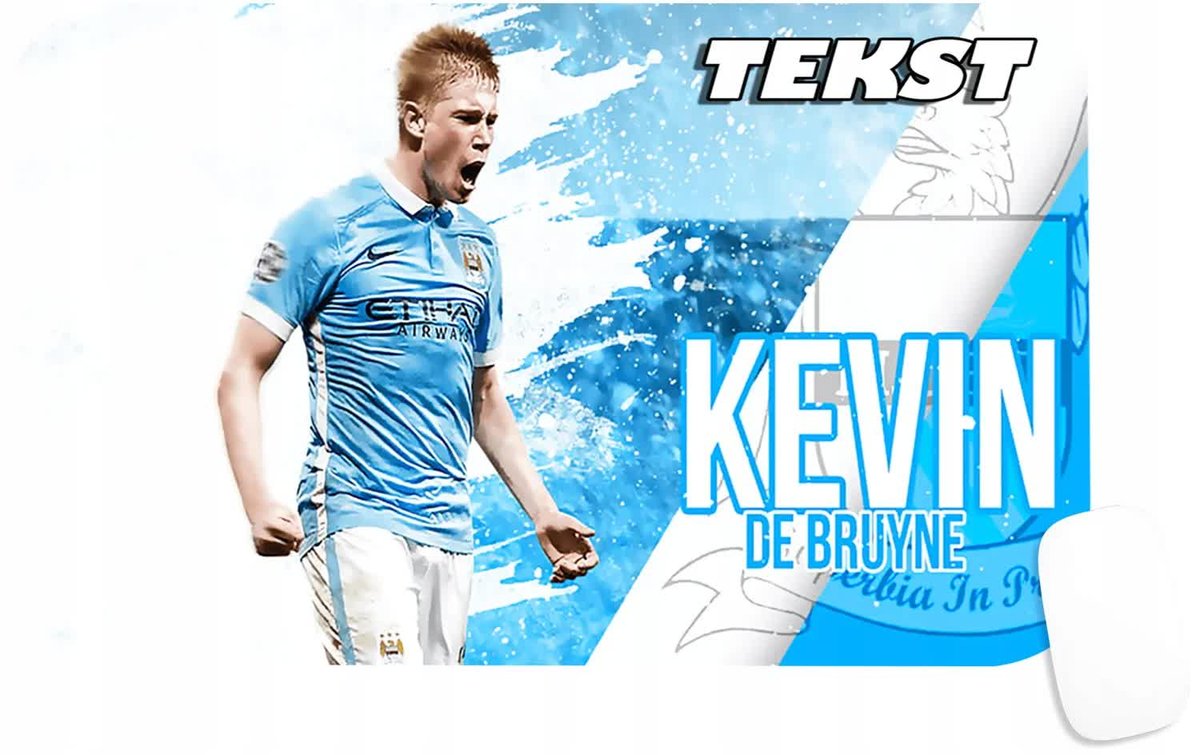 PODKŁADKA POD MYSZKĘ Z KEVIN DE BRUYNE CITY PREZENT -TEKST -29X36