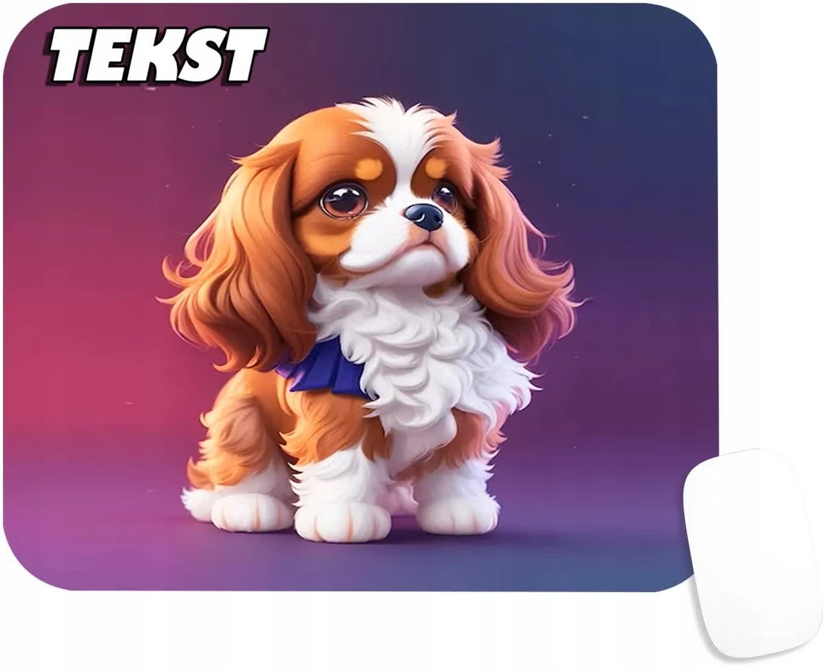 PODKŁADKA POD MYSZKĘ Z NADRUKIEM PIESEK CAVALIER SŁODKI -TEKST -20X24