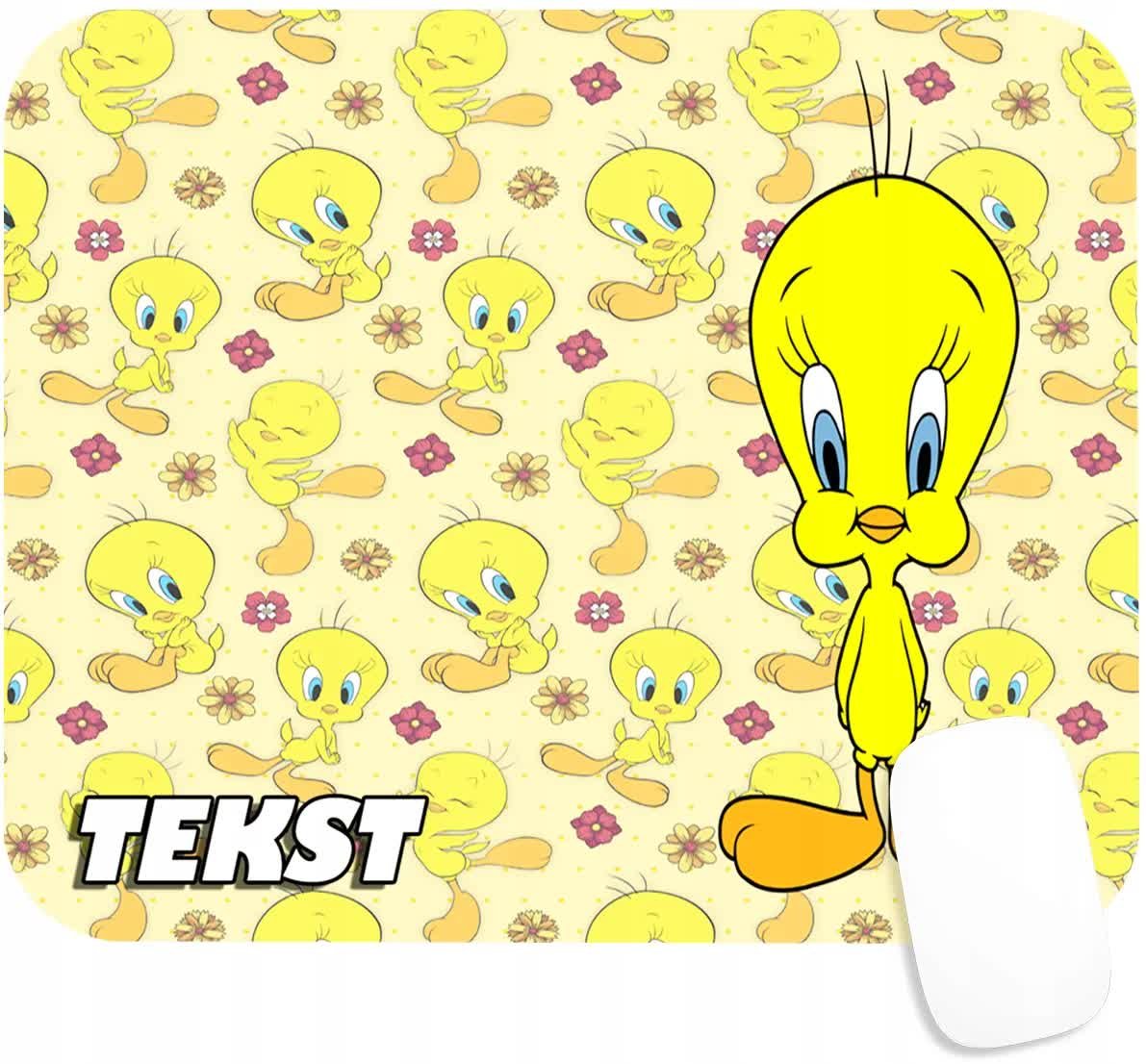PODKŁADKA POD MYSZKĘ Z NADRUKIEM TWEETY KANAREK PREZENT -TEKST -20X24