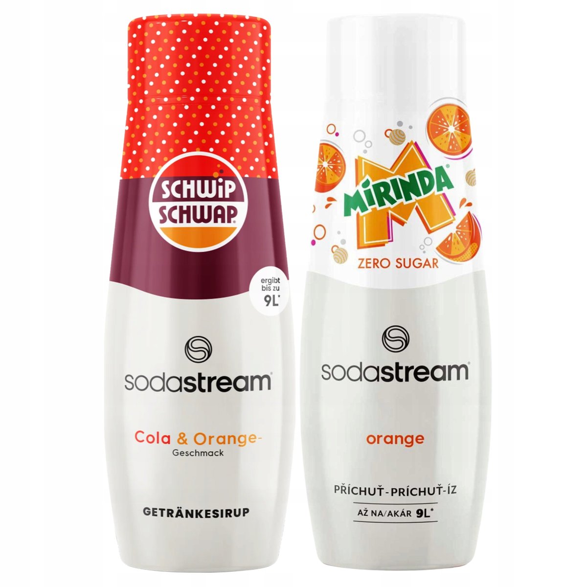 Zestaw 2 koncentratów Sodastream Shwip Shwap Cola Pomarańcza + Mirinda Zero