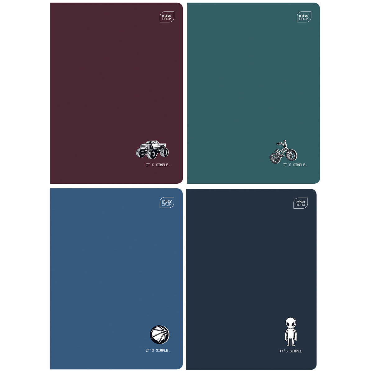 4X ZESZYT A5, 16 KARTEK, KRATKA, IT IS SIMPLE, ŚCIĄGI, INTERDRUK