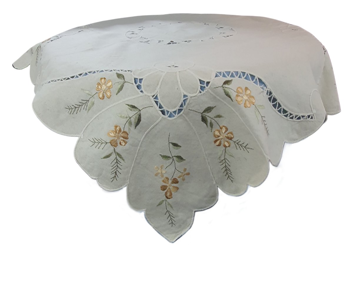 SE00517 Mały lniany obrus z haftem 85x85cm