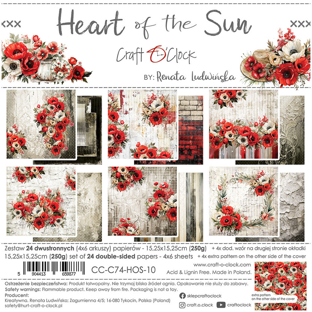 Zestaw papierów do scrapbookingu 15x15 - Craft o'clock - Heart of the Sun
