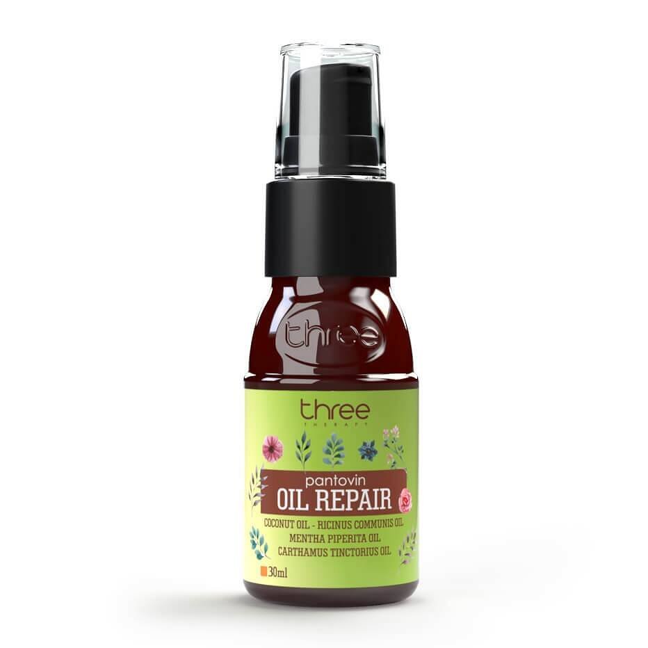 Three Pantovin Oil Repair Olejek Nawilżająco-Odbudowujący Włosy, Zawiera Olej Arganowy i Ojon 30ml