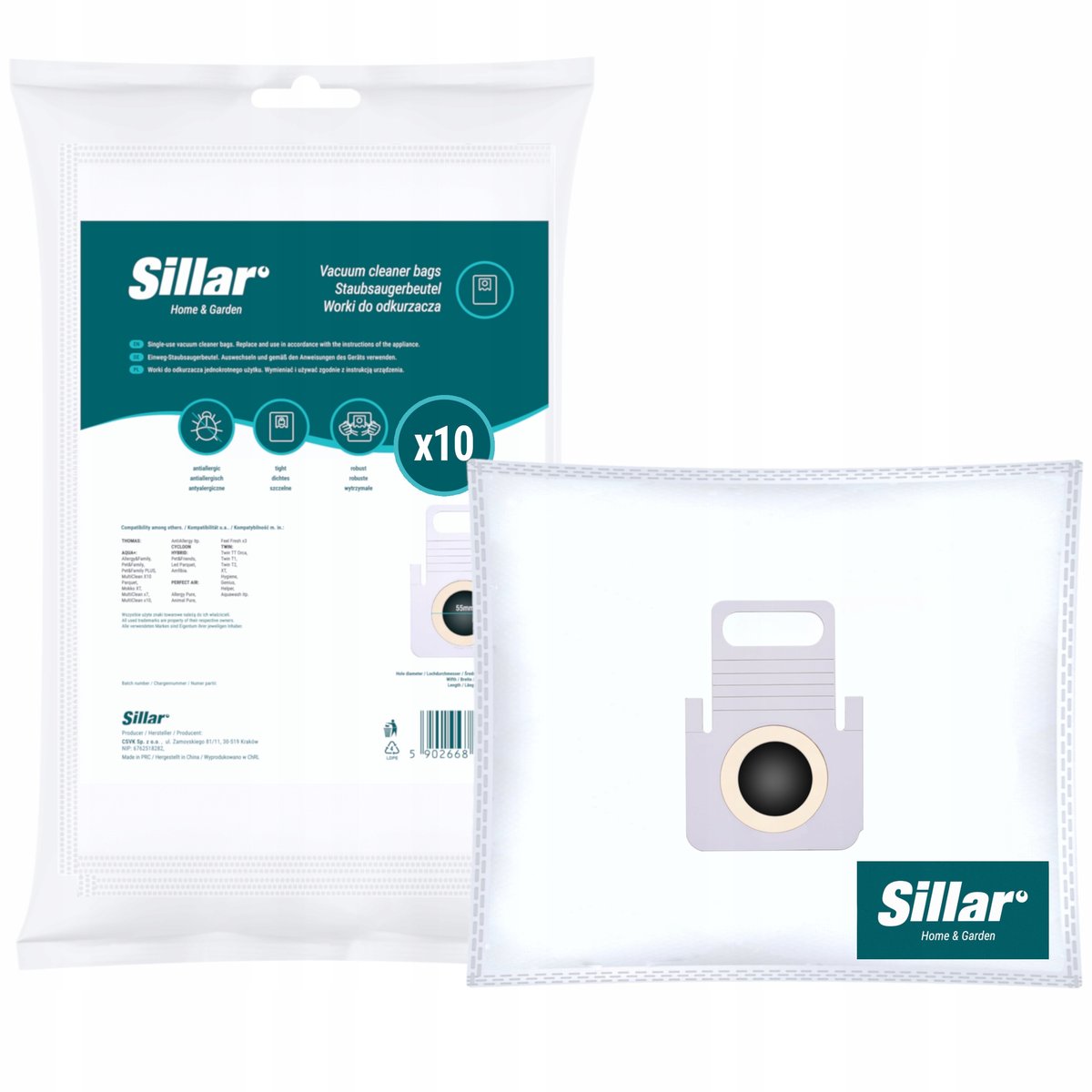 10x Worki Sillar do odkurzacza Thomas AQUA + PET & FAMILY