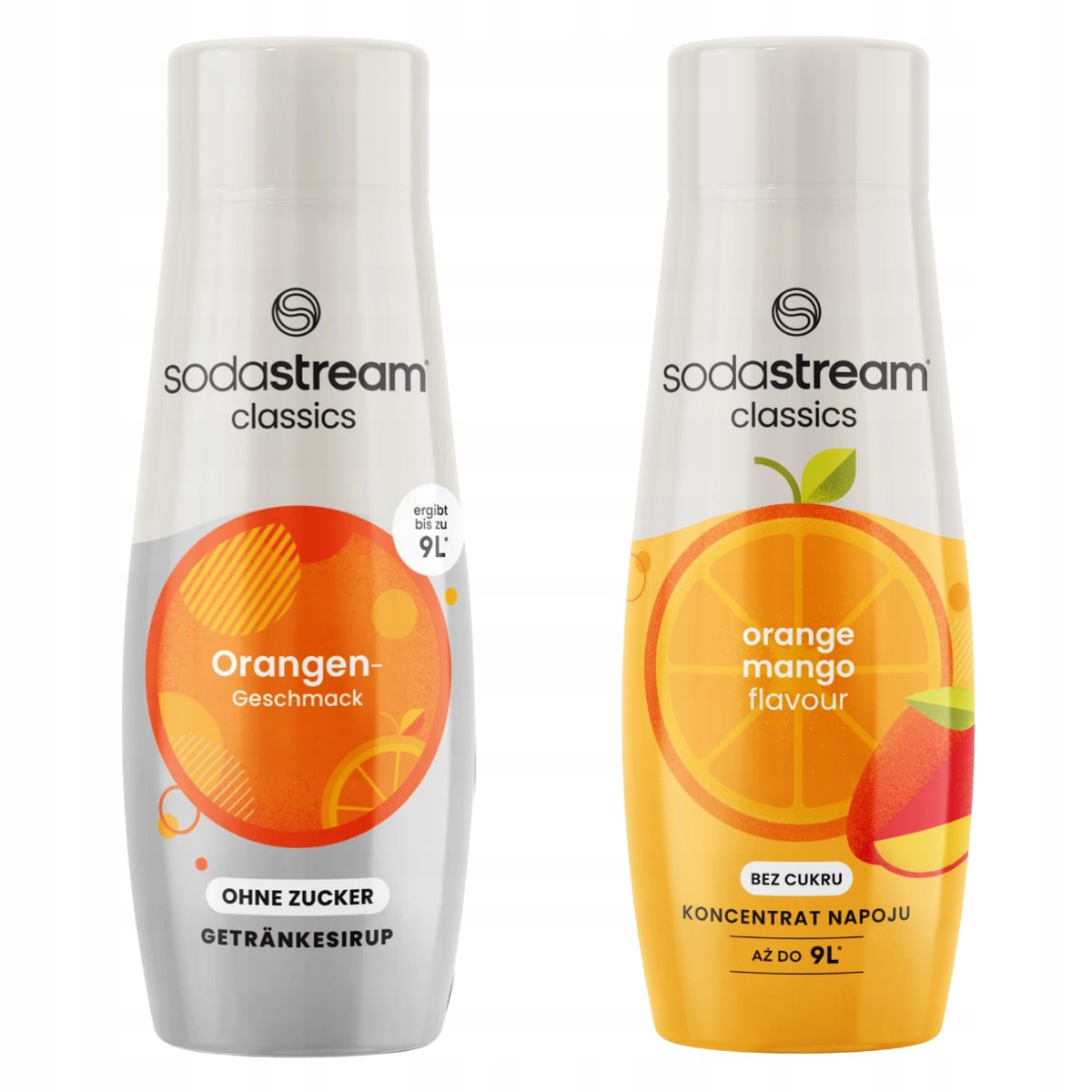 Syropy SodaStream Orange Zero Pomarańcza Bez Cukru + Pomarańcza Mango Zero Cukru