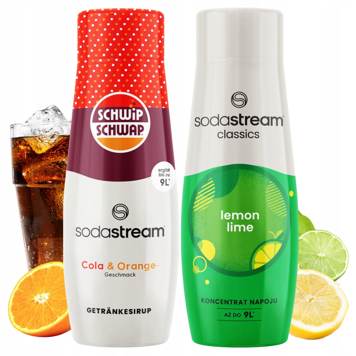 Zestaw 2 Syropów Sodastream Shwip Shwap Cola Pomarańcza + Cytryna Limonka