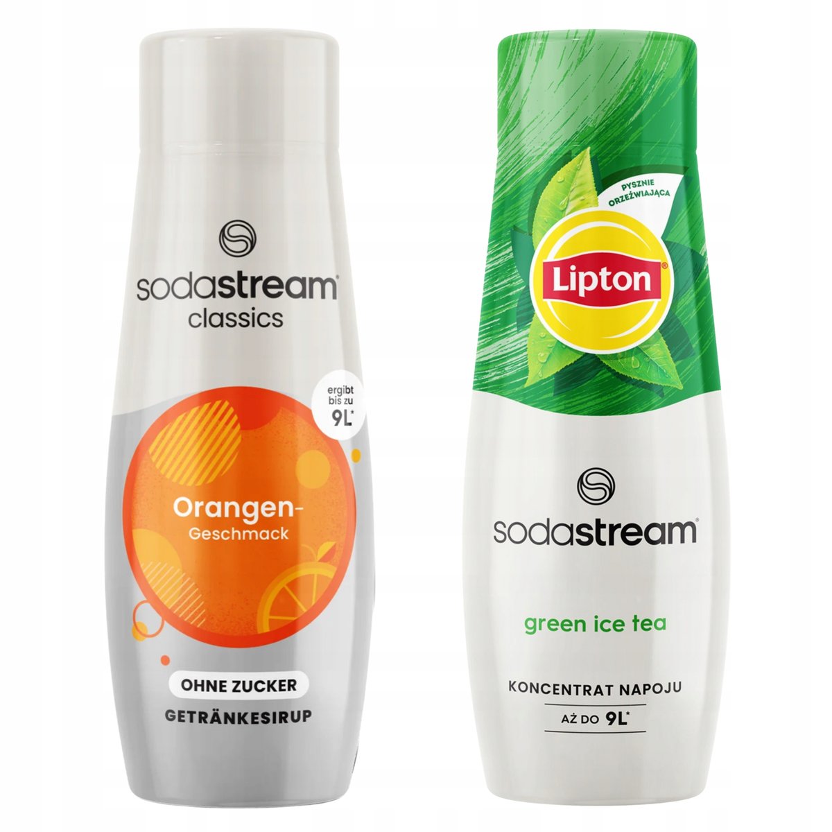 Syropy SodaStream Orange Zero Pomarańcza Bez Cukru + Lipton Ice Tea Green