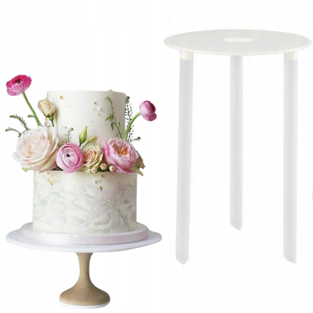 Stojak podkładka stelaż 12 cm wsporniki do tortu 3szt dekoracje urodziny