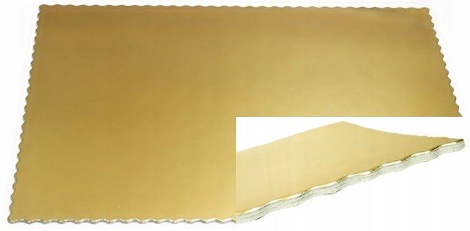 Podkład prostokątny gruby złoty 30x40 pod tort fala sztywny 2400g Włochy