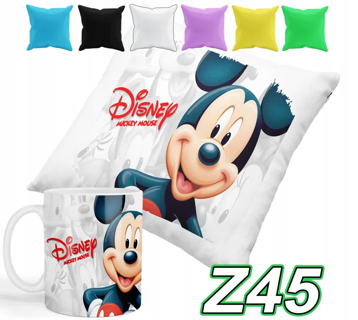 Zestaw Kubek + Poszewka Z Nadrukiem Myszka Micky Miki Bajki +Imię