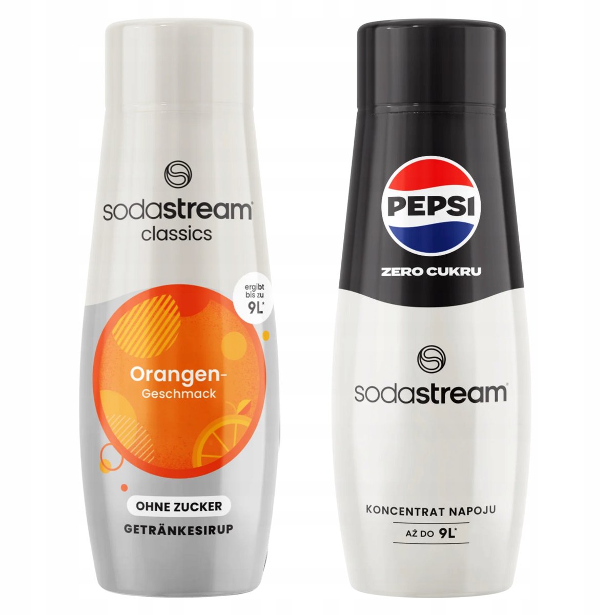 Syropy SodaStream Orange Zero Pomarańcza Bez Cukru + Pepsi Max Cola