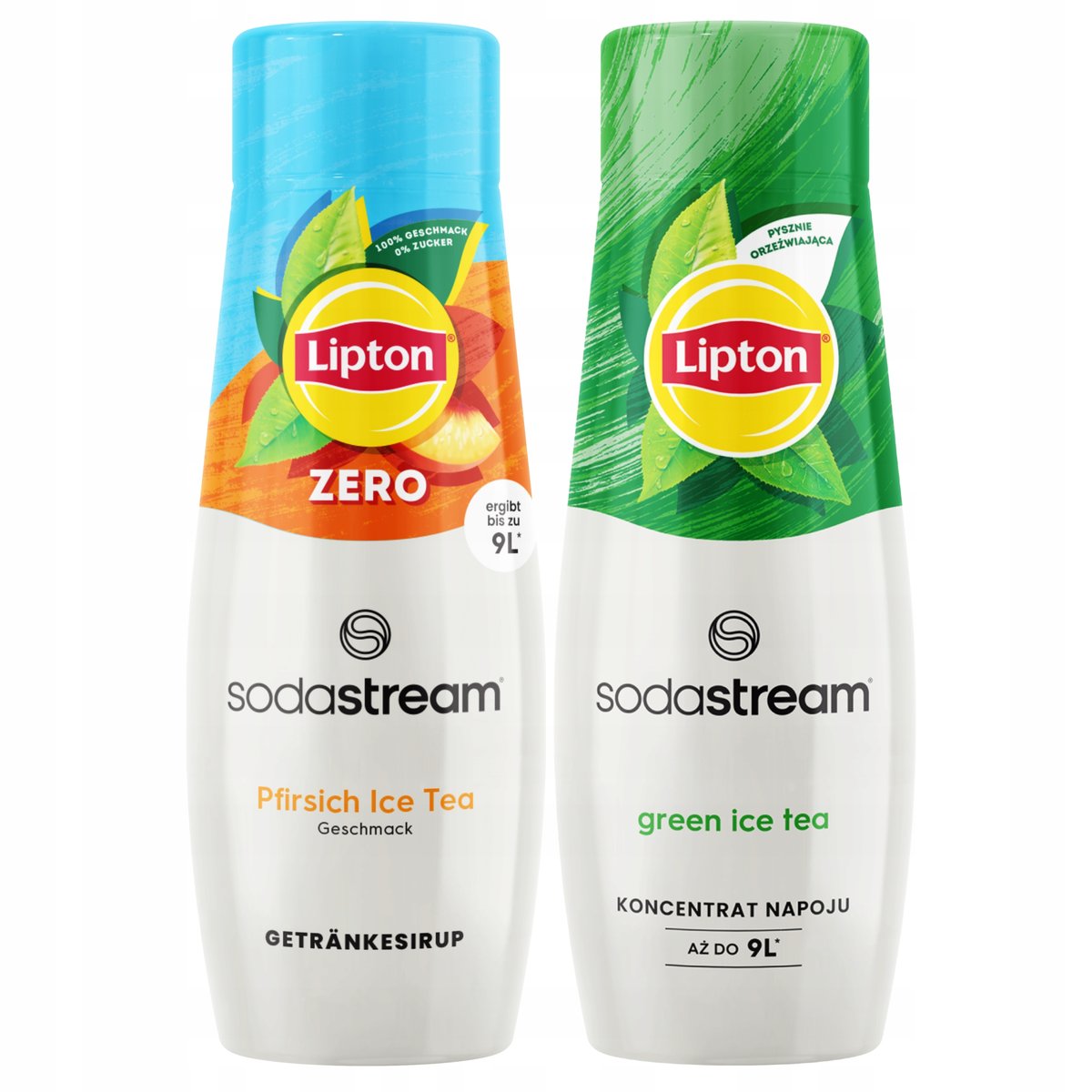 2x Syrop SodaStream Lipton Ice Tea Peach Zero Bez Cukru + Ice Tea Green