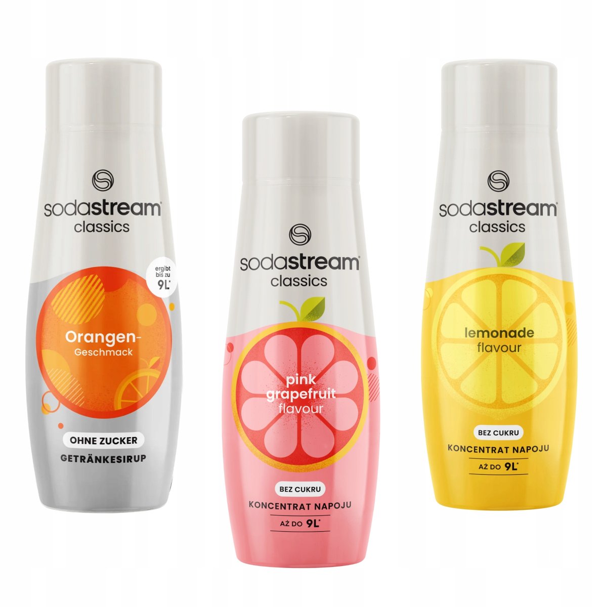 Zestaw 3 koncentratów Sodastream Orange Zero + Grapefruit + Lemonade