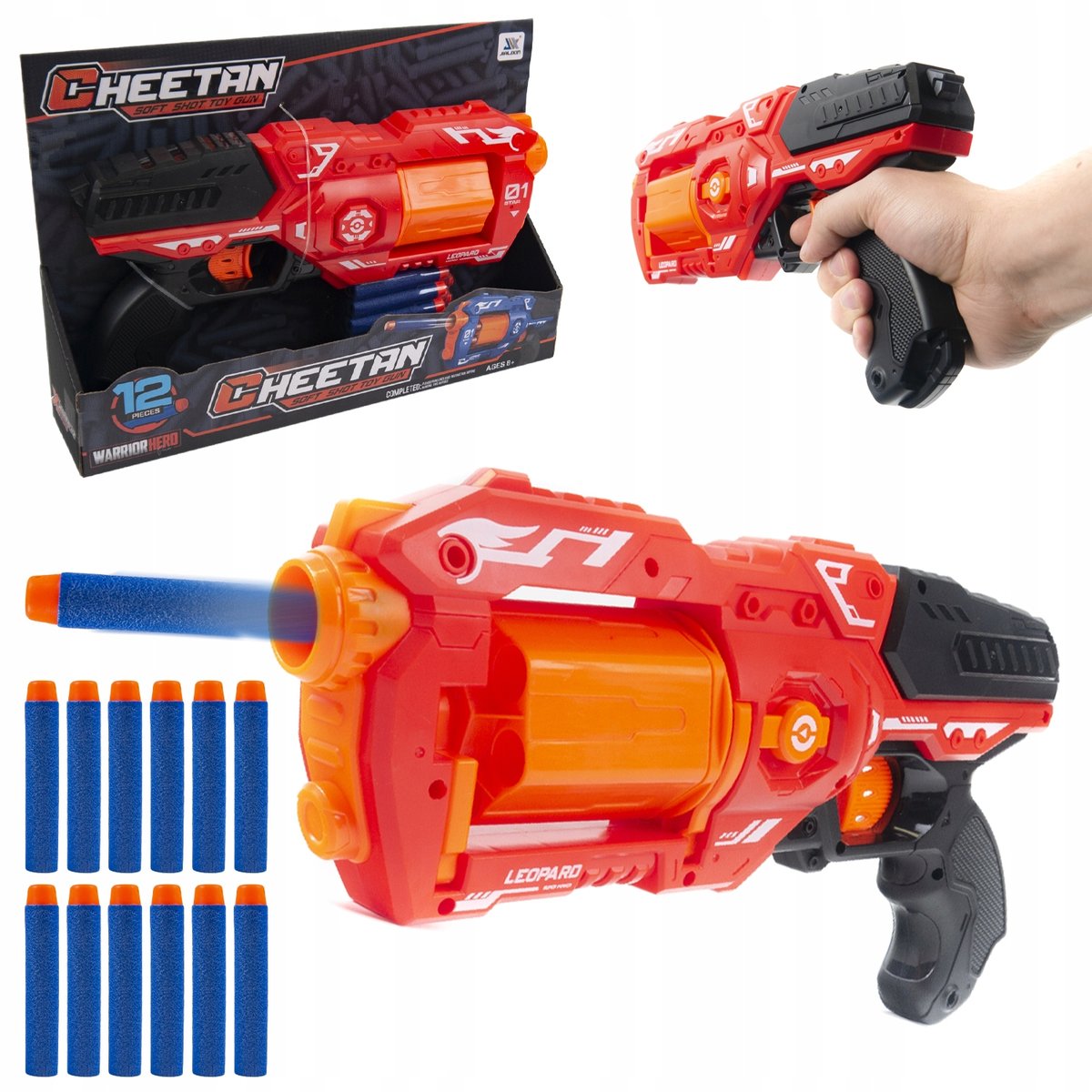 Pistolet Wyrzutnia na Naboje Piankowe Miękkie 32cm Ruchomy Magazynek Elite