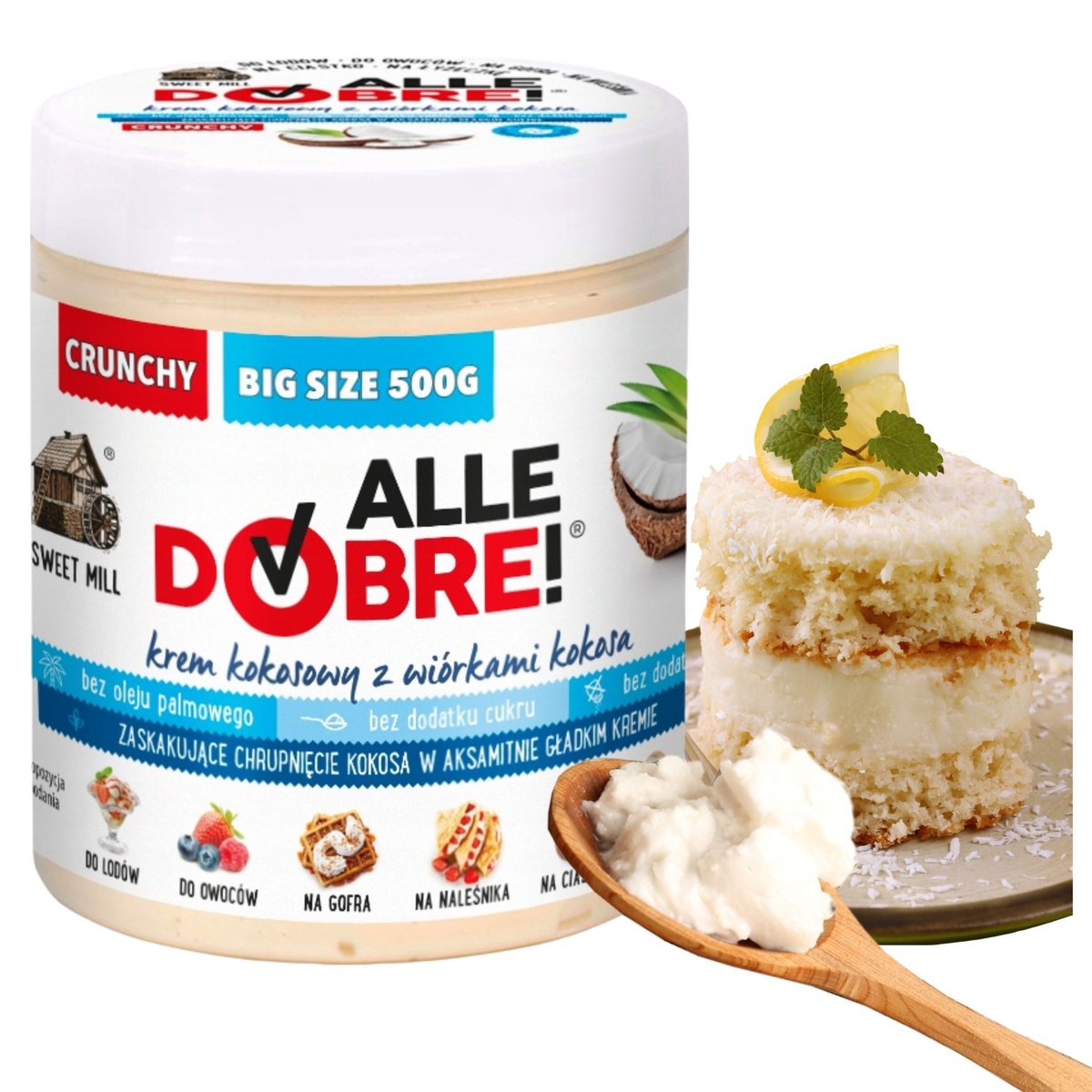 KREM ORZECHOWO KAKAOWY CRUNCHY DUŻY ZDROWY BEZ OLEJU PALMOWEGO CUKRU 500g