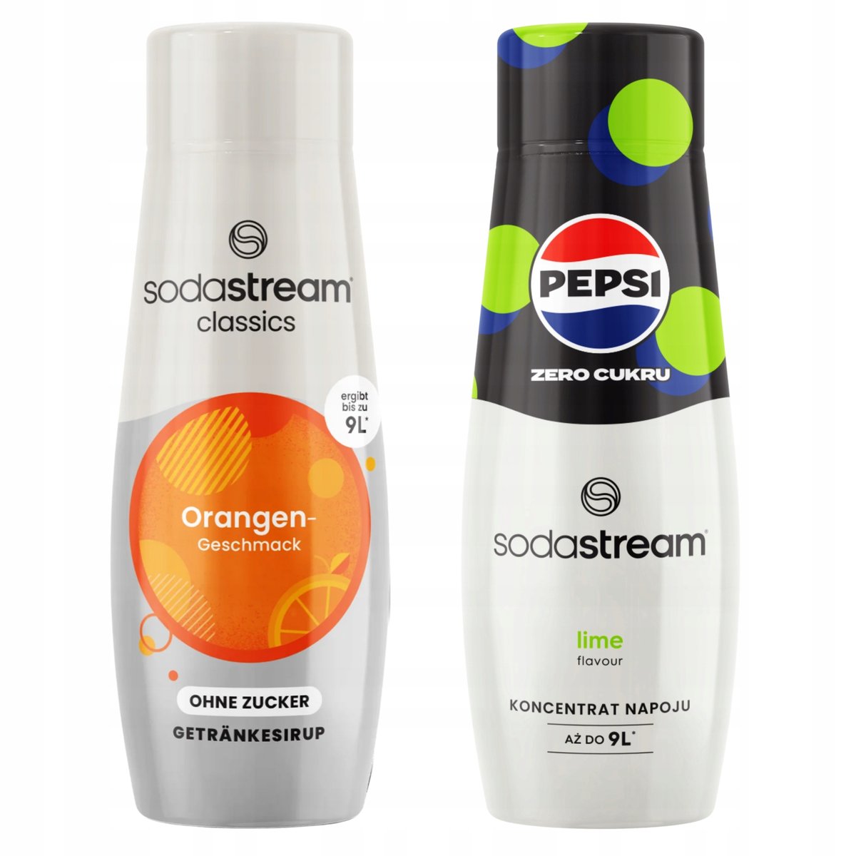 Syropy SodaStream Orange Zero Pomarańcza Bez Cukru + Pepsi Max Lime Limonka