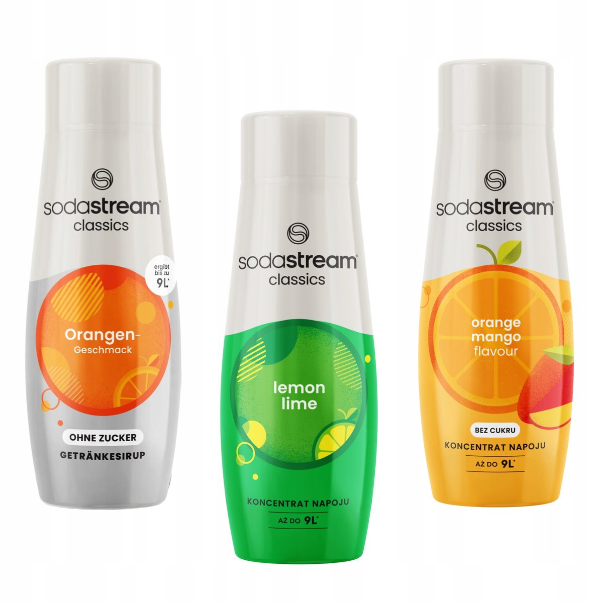 Zestaw 3 koncentratów Sodastream Orange Zero + LemonLime + Orange Mango