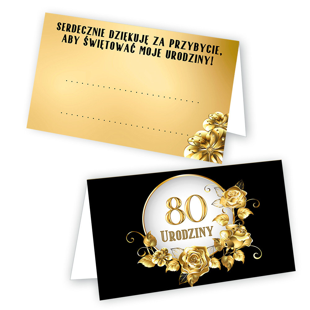 Winietki na Stół na 80 Urodziny Szyk - 10 sztuk