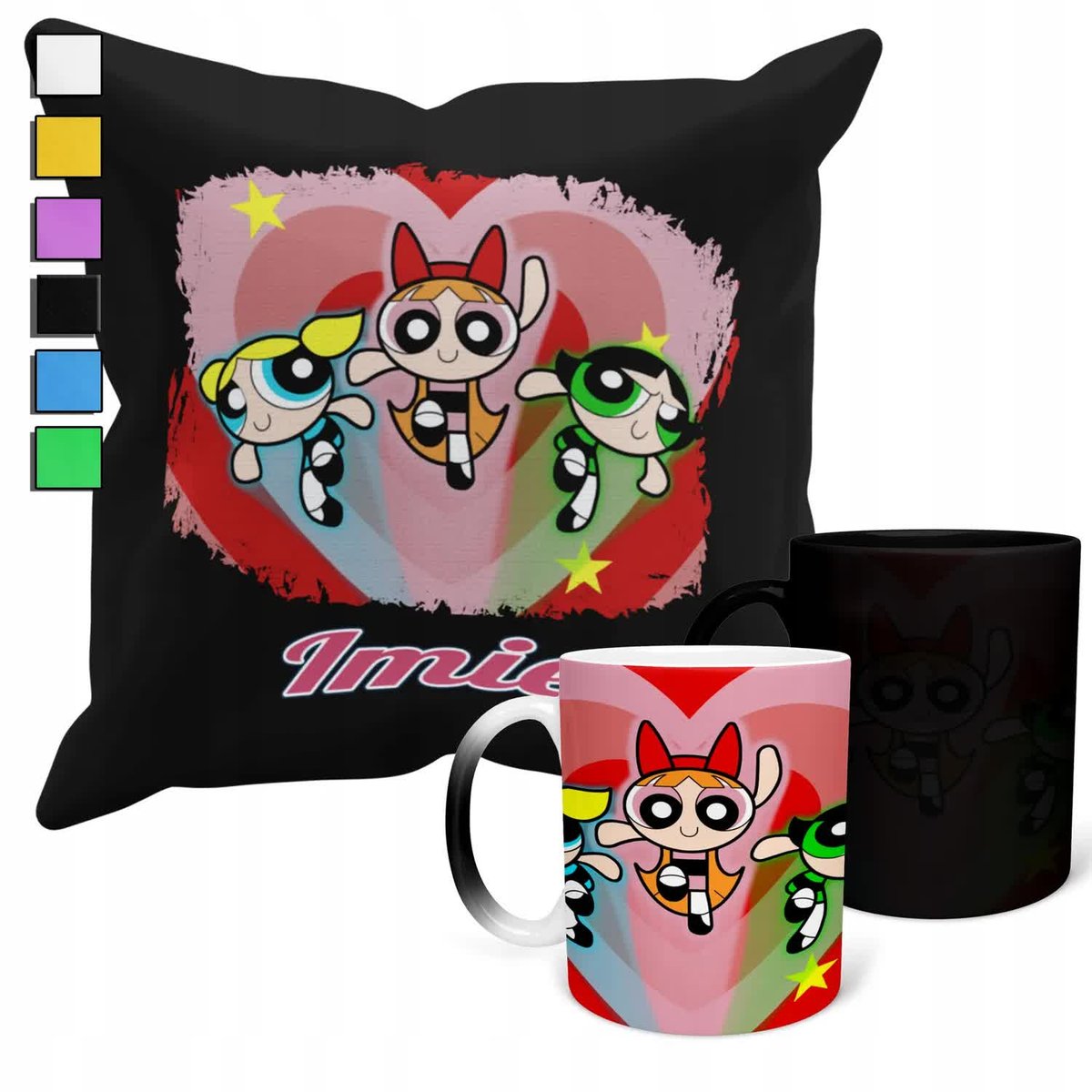 ZESTAW KUBEK MAGICZNY + POSZEWKA Z PODUSZKĄ- PREZENT ATOMÓWKI + IMIĘ