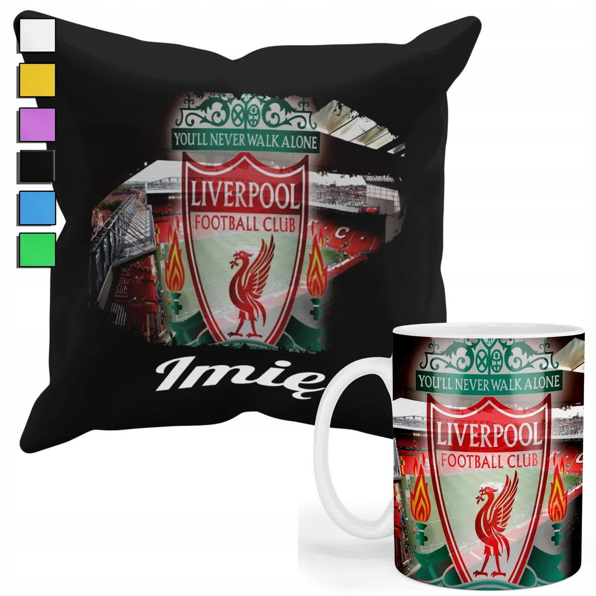 ZESTAW KUBEK + POSZEWKA Z NADRUKIEM-DLA FANA KLUBY LIVERPOOL+IMIĘ