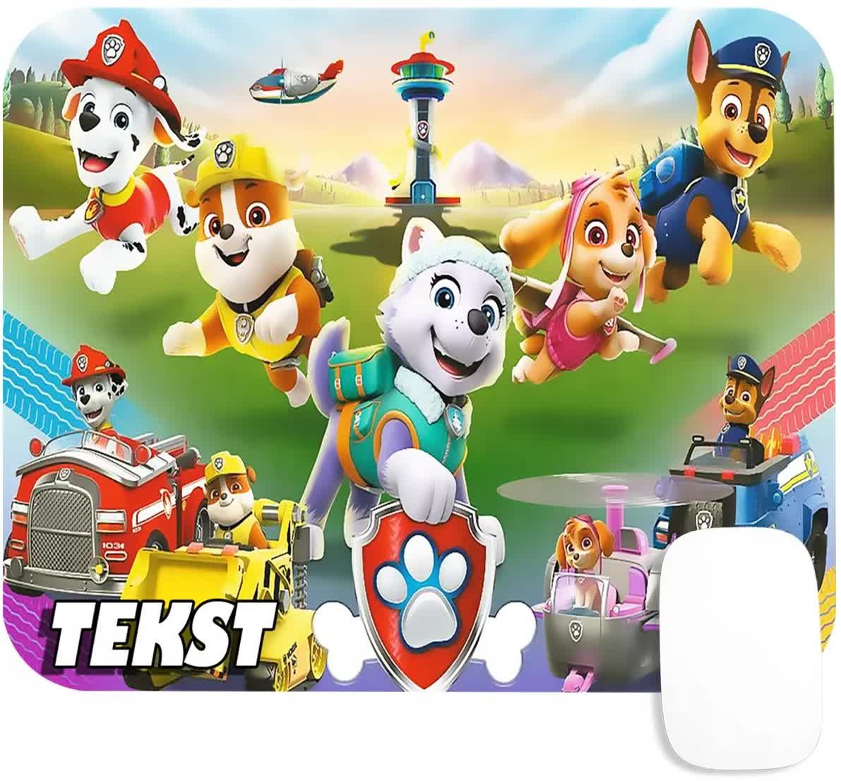PODKŁADKA POD MYSZKĘ Z NADRUKIEM PSI PATROL BAJKI WZORY-TEKST -20X24