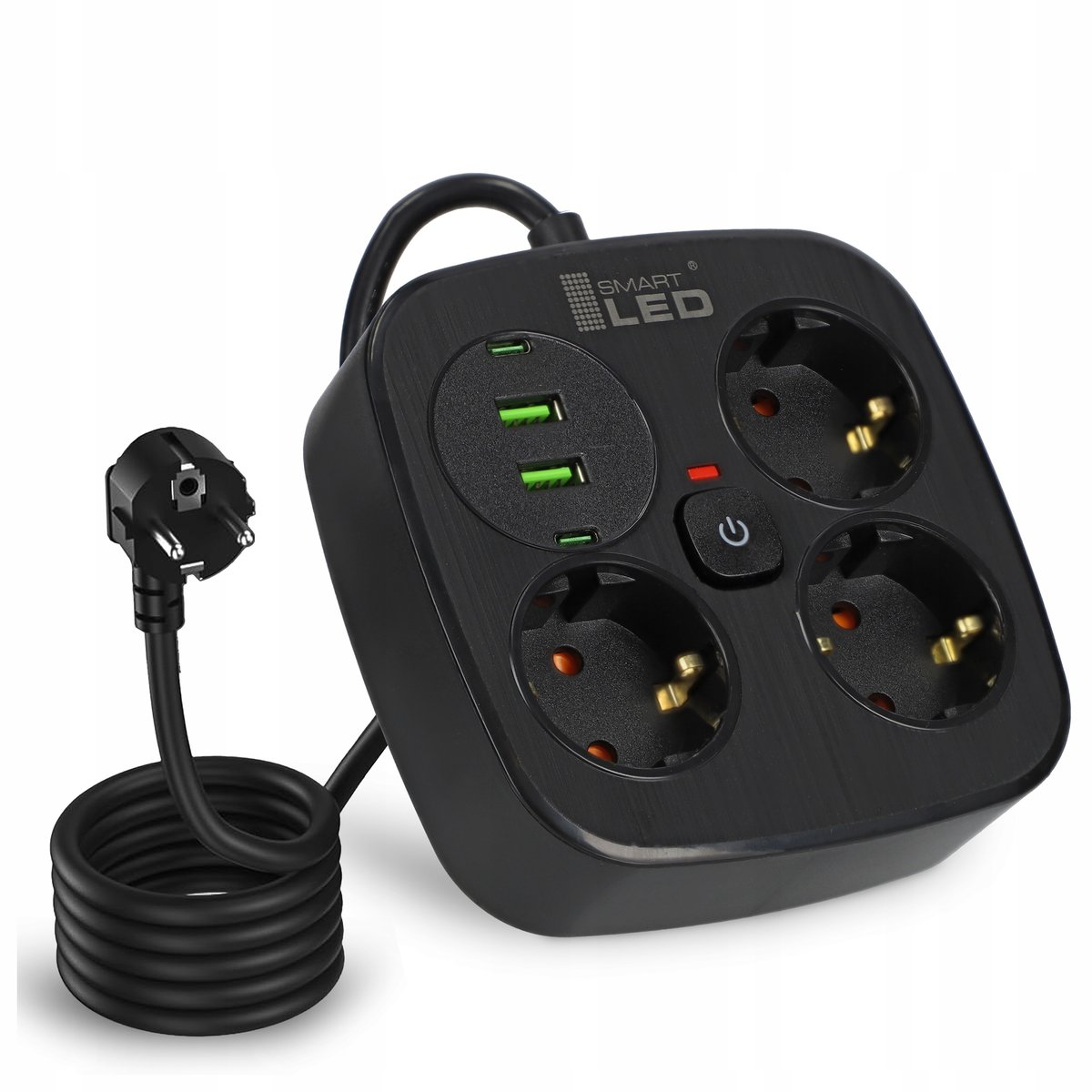 Przedłużacz Listwa Zasilająca Rozdzielacz Rozgałęźnik 3 Gniazda 230V 4x USB