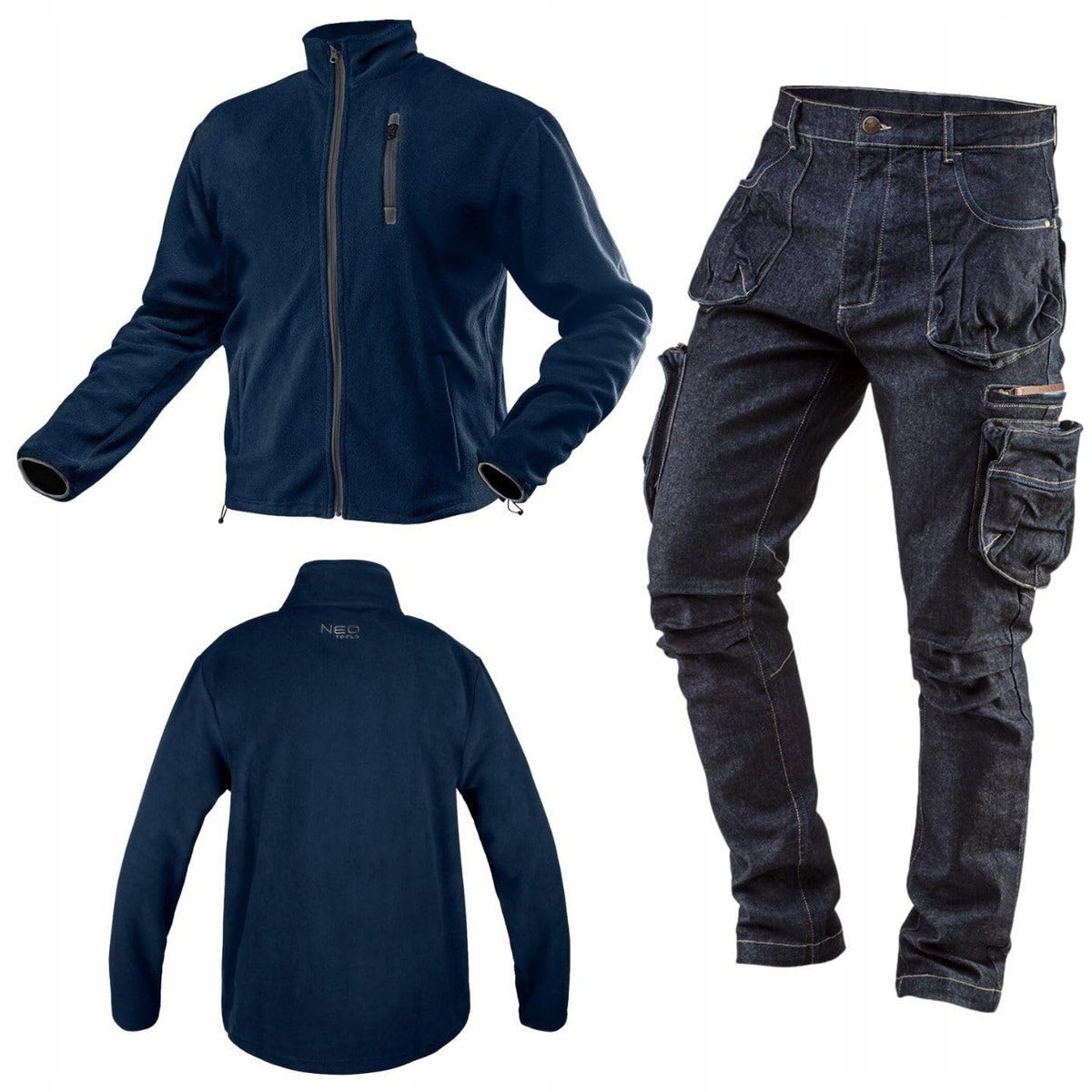 NEO Polar + Spodnie Denim Stretch MOCNE Robocze Jeans Komplet Odzieży BHP