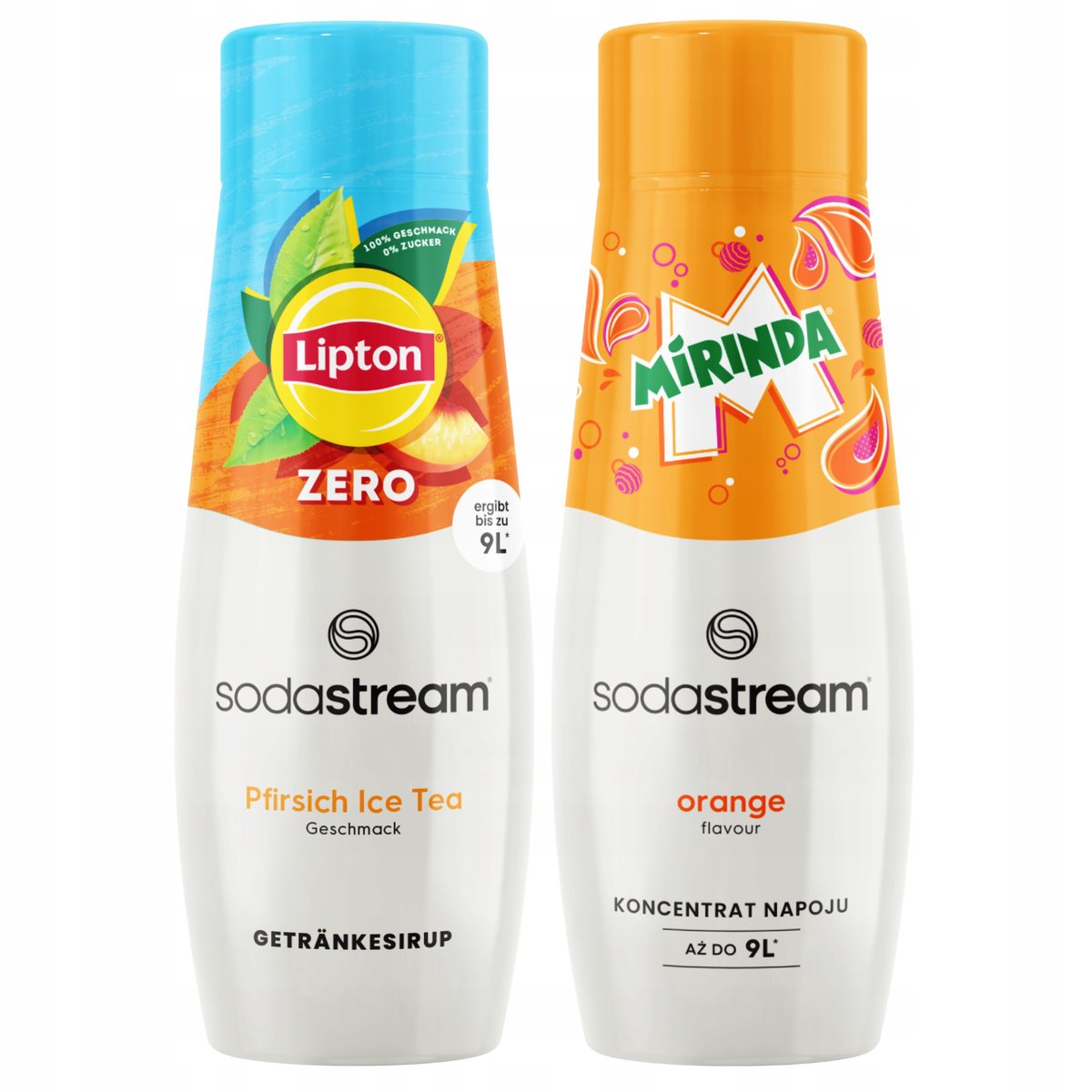 2x Syrop SodaStream Lipton Ice Tea Peach Zero Bez Cukru + Mirinda Pomarańcz