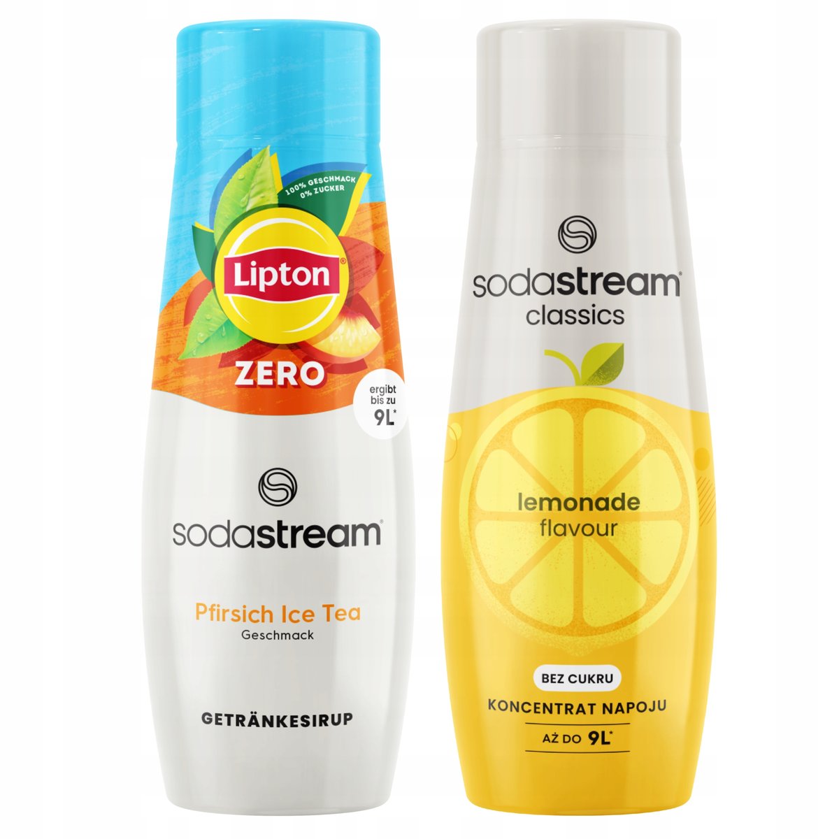 2x Syrop SodaStream Lipton Ice Tea Peach Zero Bez Cukru + Lemoniada Cytryna