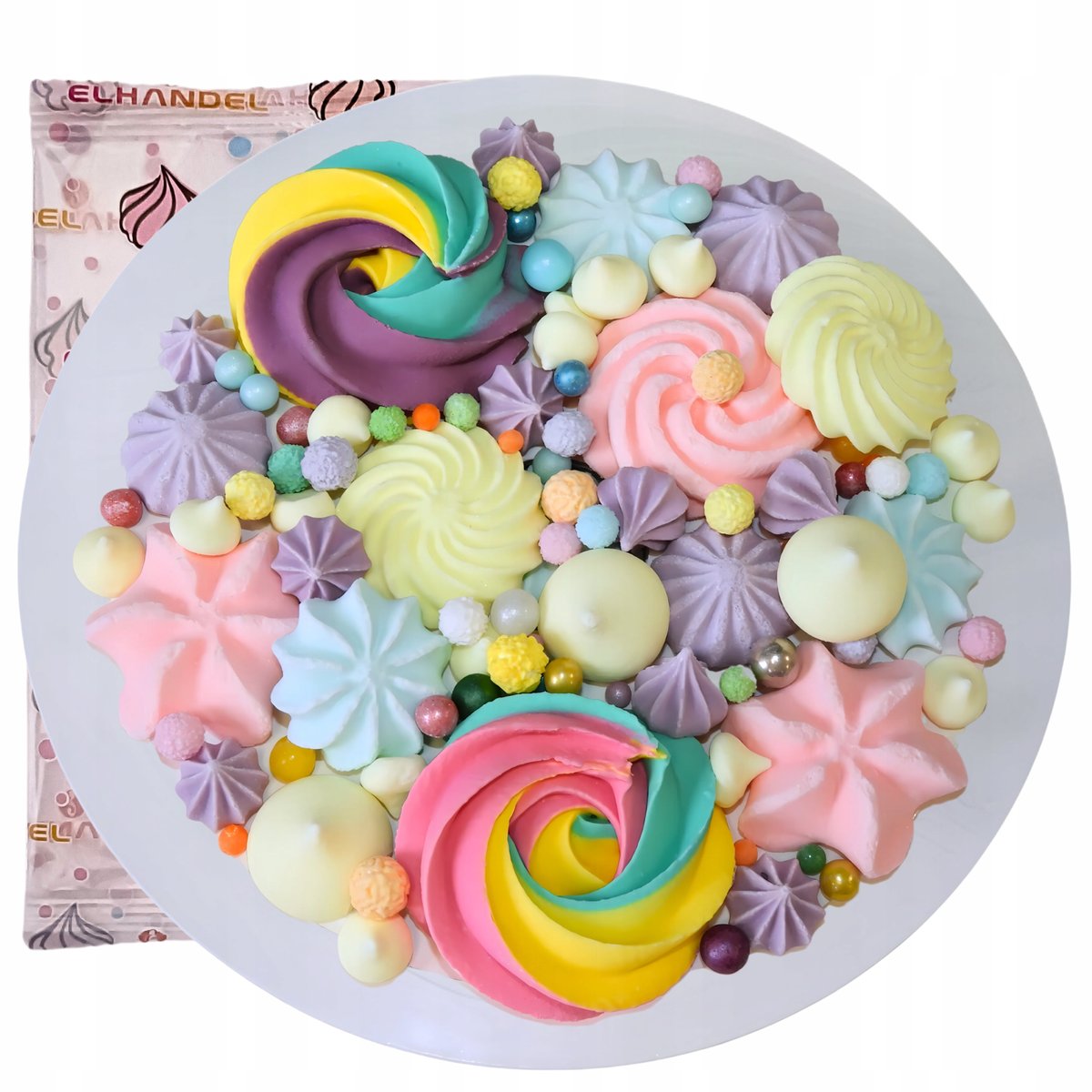 Posypka ozdoby na tort bezy dekoracje urodziny kolorowe beziki perełki 70g